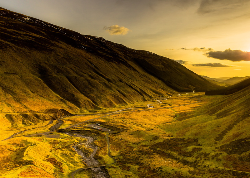 photography, mountain, outdoors, aerial, 4K, scenics, aerial photography, green grass, grass, Lee-filters, filled, nature, Valley, Grey-Mares-Tail, river
