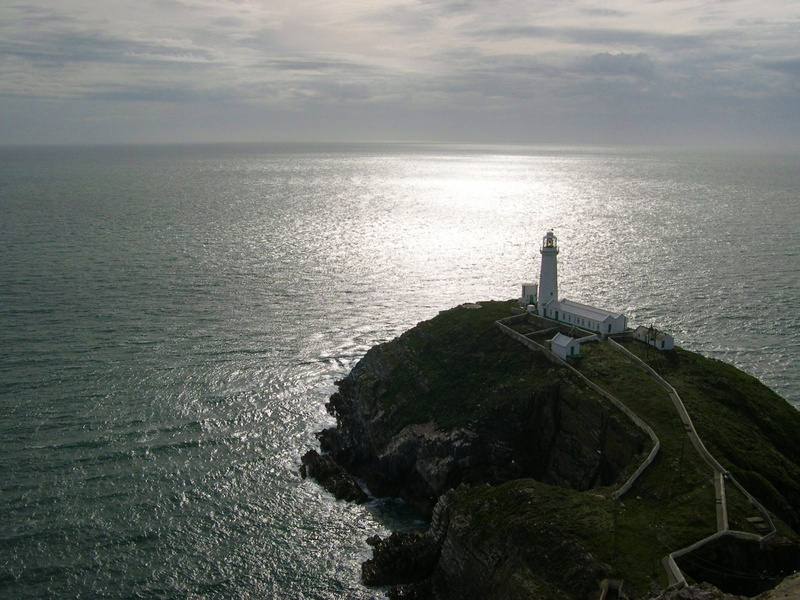 light, sky, scenic, guidance, south stack, shore, water, nature, rock, beauty in nature, beacon, ocean, landmark, building, waves, uk, sunset, horizon over water