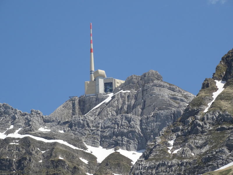 5K, tower, travel destinations, mountain, day, building exterior, cold temperature, building, architecture, säntis, built structure, sky, outdoors, snow