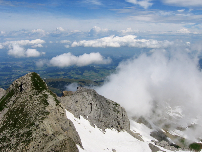 view, day, scenics - nature, no people, clouds, mountain peak, sky, environment, cold temperature, geology, formation, tranquility, nature, 1080P, säntis