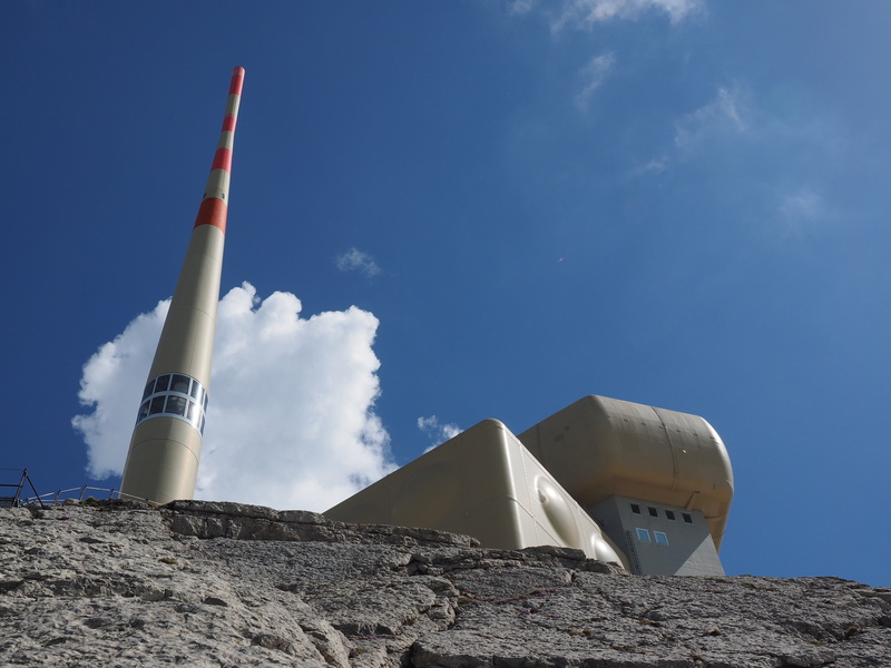 factory, 4K, alpine, alpstein, swiss alps, säntis, smoke stack, blue, sky, day, tower, industry, snow, built structure, mountain station, nature, building exterior