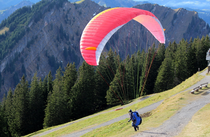 flight sports equipment, one person, Paragliding, tree, mountain range, real people, 4K, sport fly, alpstein, mountains, transportation, nature, beauty in nature