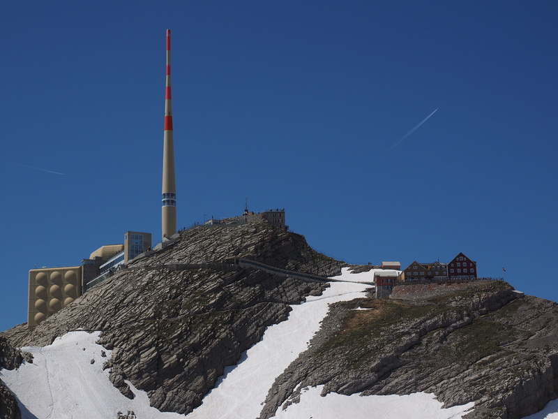 mountain summit, no people, reinforced concrete, transmission tower, nature, Alpstein, cold temperature, sunlight, Snow, 4K, sky, building exterior, great