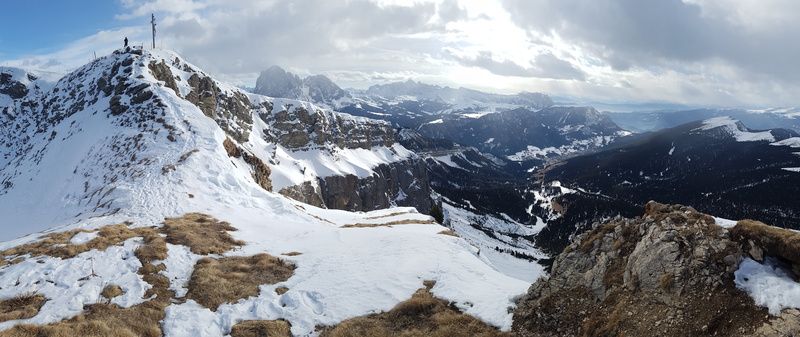 snow, sky, beauty in nature, landscape, dom, cold temperature, cloud - sky, outdoor, val gardena, environment, snowcapped mountain, mountain range, travel
