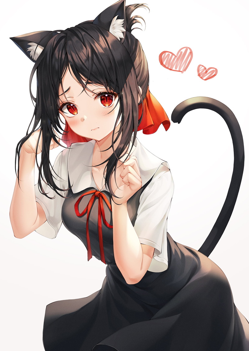 Mellozzo, Kaguya-Sama: Love is War, tail, anime girls, Kaguya Shinomiya, 1080P, red eyes, animal ears