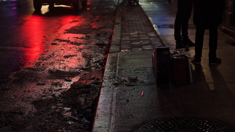transportation, city, pavement, sidewalk, unrecognizable person, urban, standing, flare, human, clothing, pedestrian, apparel, building, human body part