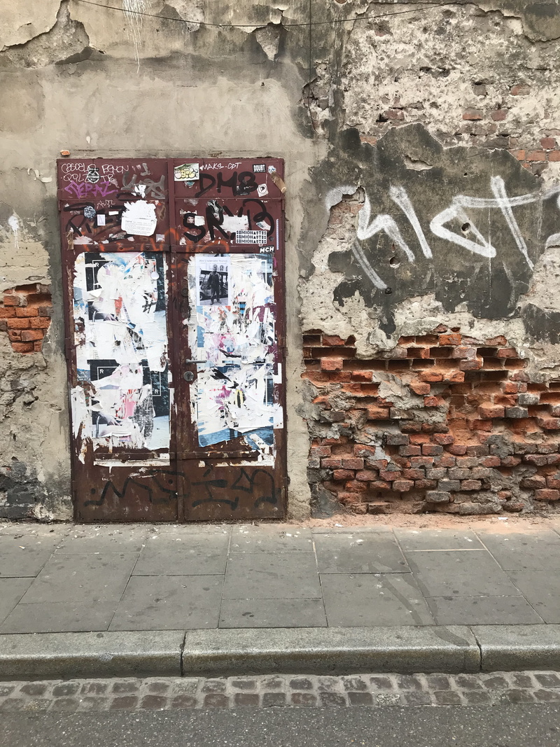 flagstone, weathered, józefa 12, clothing, old, damaged, art, metal, art and craft, closed, building, painting, overcoat, abandoned, wall, wall - building feature