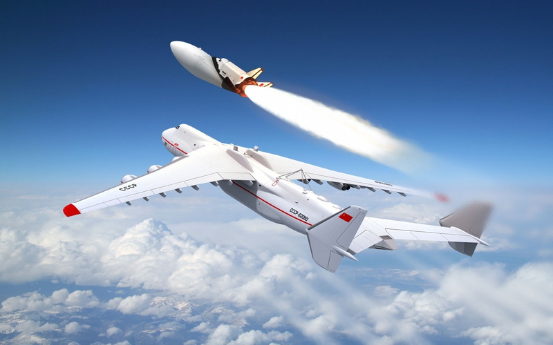 buran, blue, aircraft, buran shuttle, nature, Soviet, antonov an-225, sky, hd, antonov, art, shuttle, skies, 1080P, blue skies