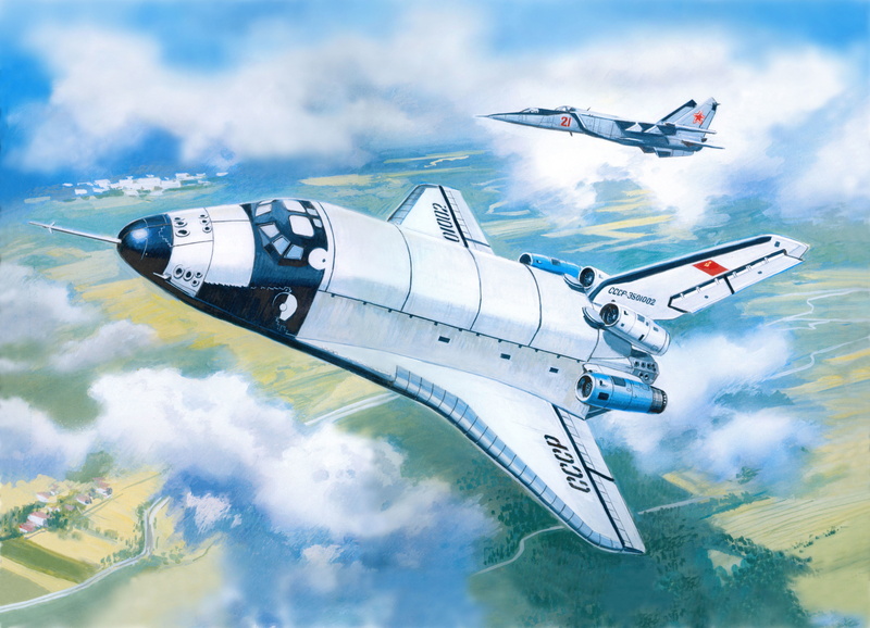airplane, white, fighter plane, aviation, Soviet, air force, day, speed, figure, space, motion, plane, nature, air vehicle, above, 5K, Buran, flying, outdoors