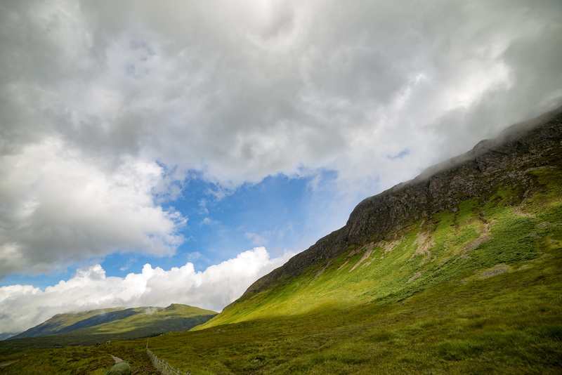 environment, non-urban scene, valley, day, nature, green color, grasses, scenics - nature, sky, land, landscape, remote, highlands, idyllic, outdoor, westhighlandway