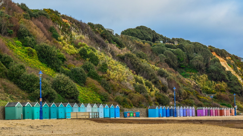 sand, no people, travel, tranquil scene, colorful, seaside, nature, east cliff, beach, uk, land, tranquility, england, united kingdom, tree, plant, architecture