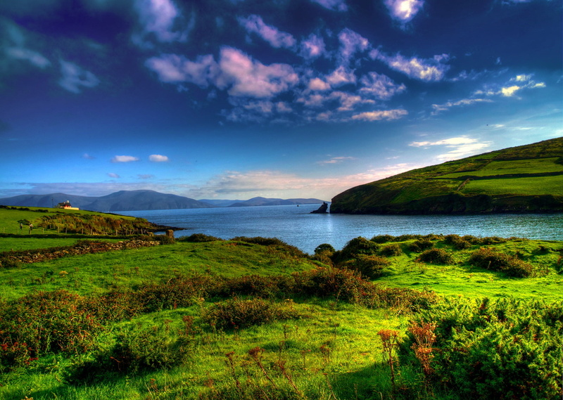 hill, outdoors, beauty In Nature, sunset, rock - Object, seascape, meadow, republic of Ireland, scenics, mountain, beach, tourism, plant, sunlight, tranquil Scene