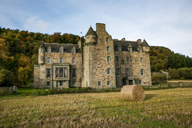 architecture, grass, building, cloud - sky, scotland, historically, abbey, old, castle, landscape, mystical, fortress, day, tree, hay, outdoors, atmospheric