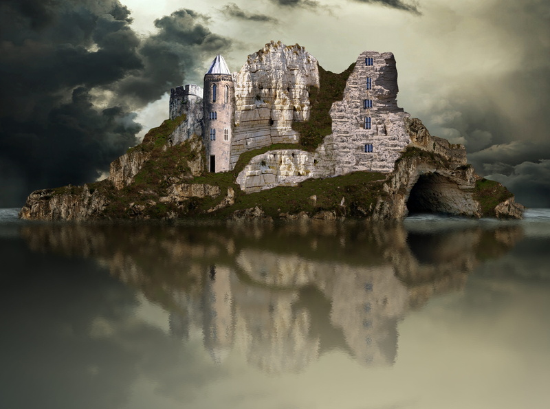 the past, waterfront, no people, castle, sea, masonry, panorama, water, 4K, building exterior, history, ruined, travel destinations, stone, clouds, lake