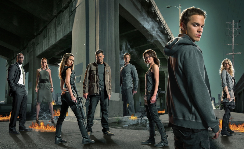 standing, full length, Thomas Dekker, men, togetherness, Brian Austin Green, males, street, young women, teenager, Terminator:The Sarah Connor Chronicles