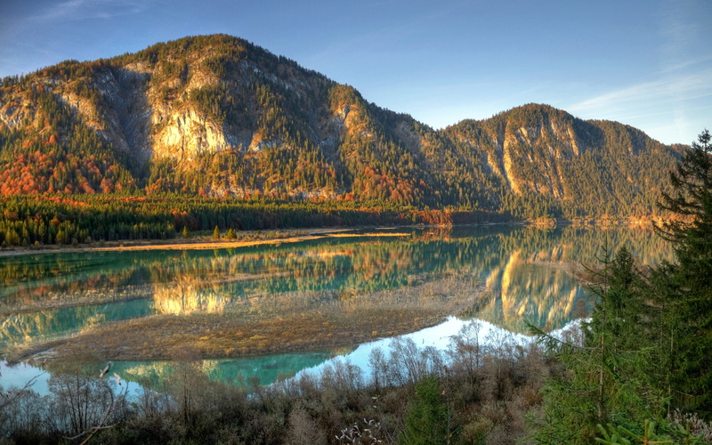 2K, reflection, mountains, nature, USA, mountain, landscape, mountain range, lake, water, beauty in nature, Spring Mountains, Nevada, environment, tree