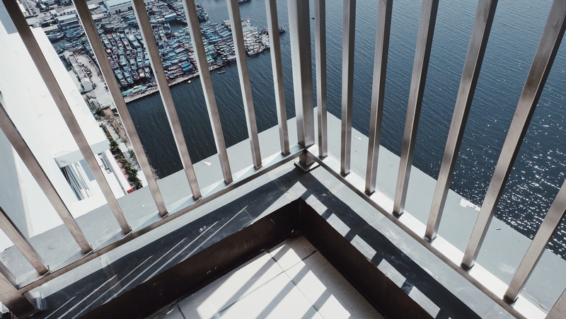 bars, indoors, architecture, x-a2, wood - material, metal, building, high angle view, house, glass - material, modern, balcony, pattern, 4K, in a row