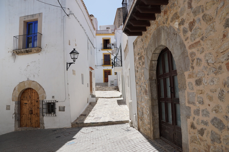 concrete, empty, town, old town, sidewalk, building, europe, architecture, stairs, window, direction, history, buildings, ibiza, holiday, outdoors, entrance