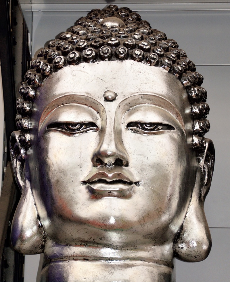 no people, buddhism, human Face, idol, creative, god, female likeness, zen, representation, buddha, carving - craft product, sculpture, silver colored