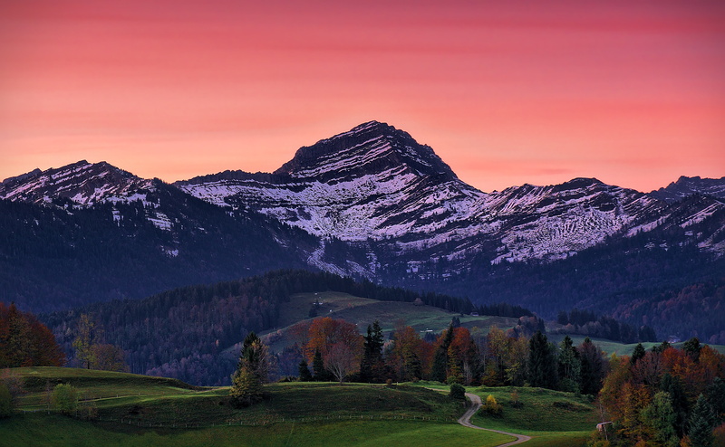 darktable, beauty In Nature, Speer, 4K, fall, surrounded, trees, summer, outdoors, meadow, morning, im, alps, mountain, scenics, SEL-1670Z, toggenburg