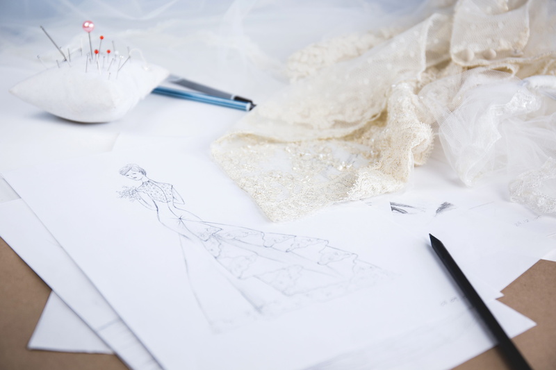 high angle view, still life, creativity, bridal, drawn, pencil, design, art and craft, couture, 5K, decorative, no people, pattern, back, creation, white color