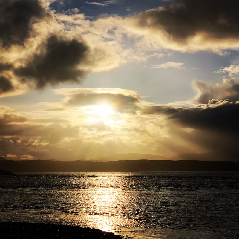 sunset, scotland, reflection, cloud - sky, idyllic, beauty in nature, scenics - nature, no people, tranquil scene, sky, loch linnhe, sunlight, non-urban scene