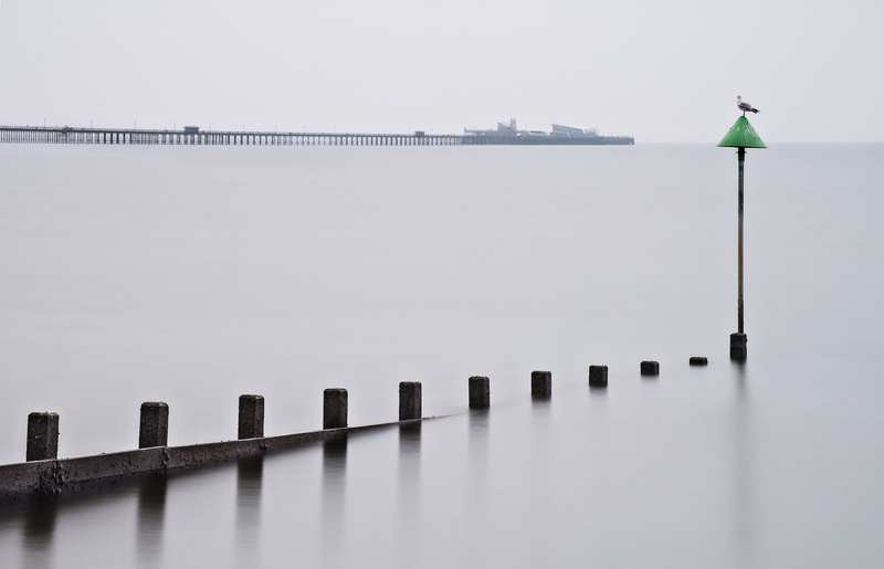 perch, seascape, Shoeburyness, Long Exposure, 1080P, Haida, green, horizon, bird, Water, dock, sea, post, pier, daytime, green post