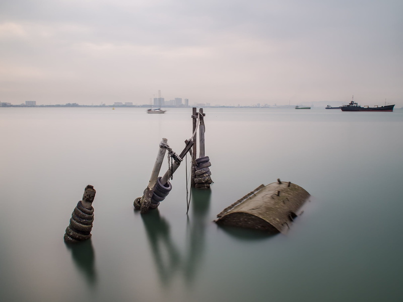 tires, stand, Haida, transportation, body of water, brown, water, furniture, Malaysia, wood, harbor, brown wood, calm, Penang, body, nautical Vessel, sea