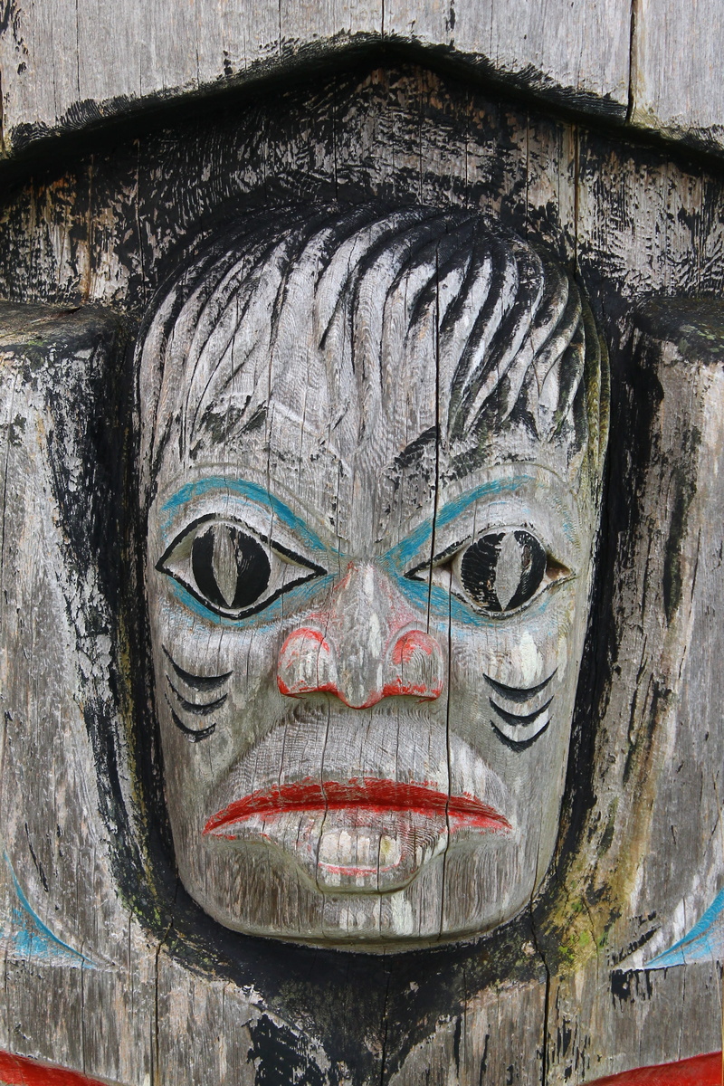 Haida, Totem Pole, built structure, representation, art and craft, creativity, wood - material, wall - building feature, no people, mask, close-up, 4K