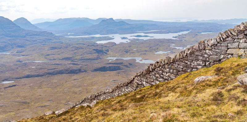 land, idyllic, sky, solid, scotland, 5K, lochinver, lairg, tranquility, wall, rock, outdoors, nature, day, stone wall, mountain, environment, beauty in nature