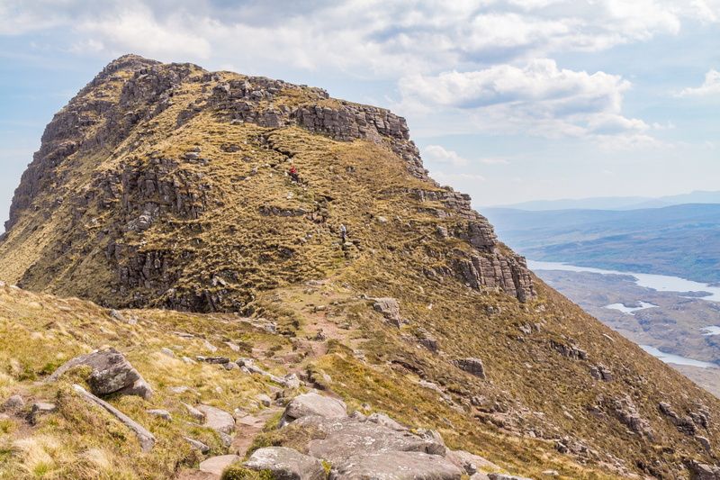 scenics - nature, nature, landscape, mountain peak, physical geography, day, mountain range, sky, beauty in nature, outdoors, tranquility, suilven, formation