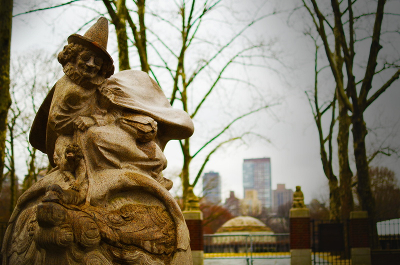 nature, sculpture, angel, park, craft, new york city, urban, male likeness, fountain, fairy, creativity, representation, 4K, cityscape, tree, scene, Statue