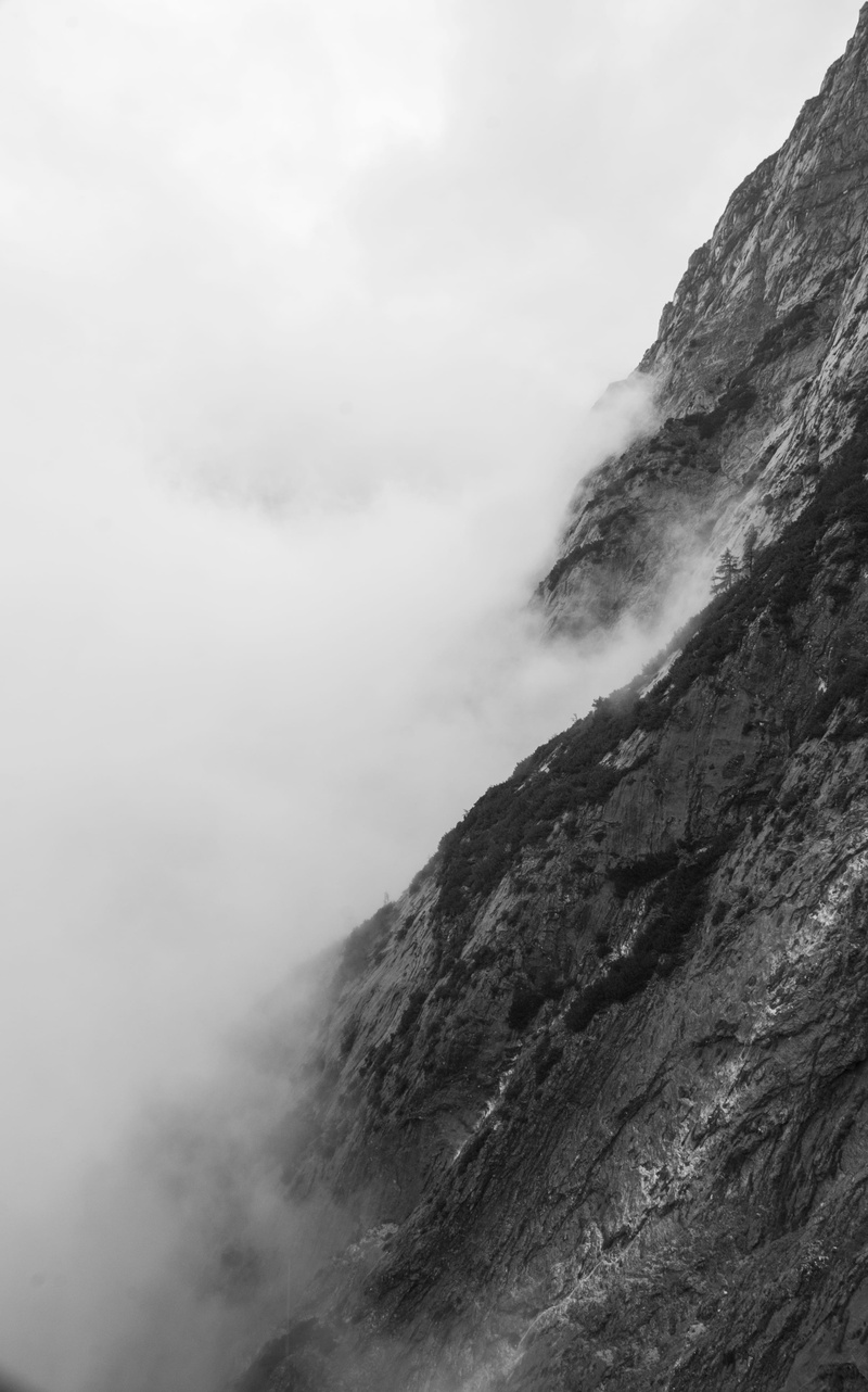 sky, clouds, minimal, mountain peak, rock, mountain range, day, austrian alp, trip, bw, tranquility, non-urban scene, austria, outdoors, nature, landscape