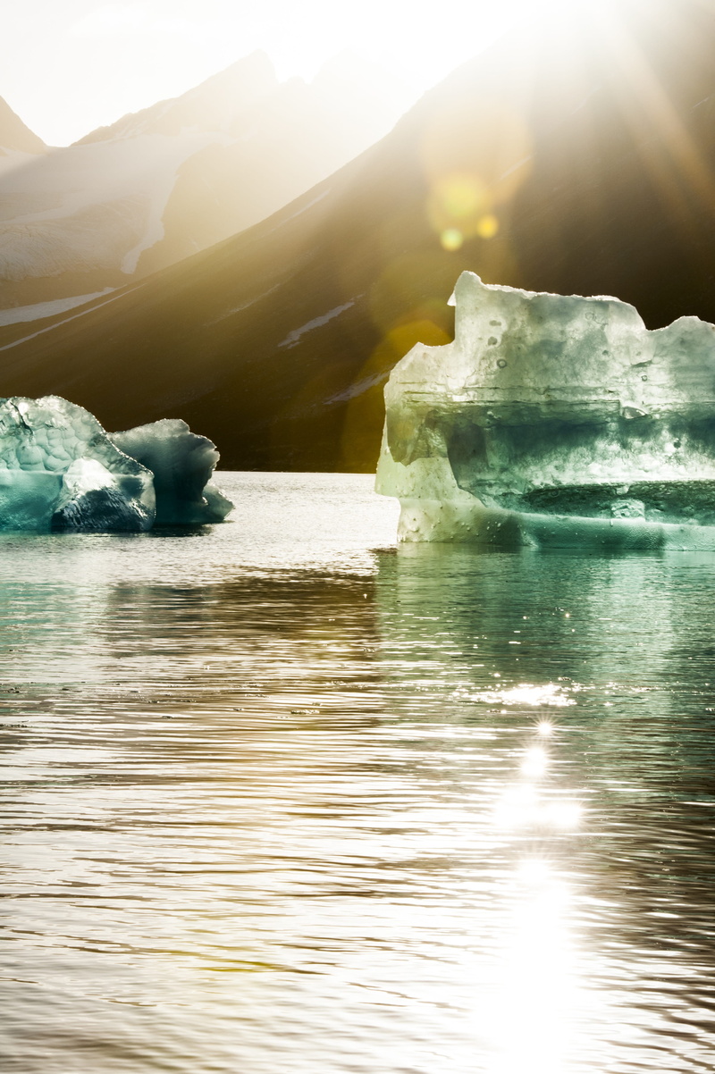 outdoors, no people, solid, blue, icebergs, sky, 4K, spitsbergen, nature, sunlight, coast, sun, sunbeam, sea, water, vacations, tranquility, mirroring