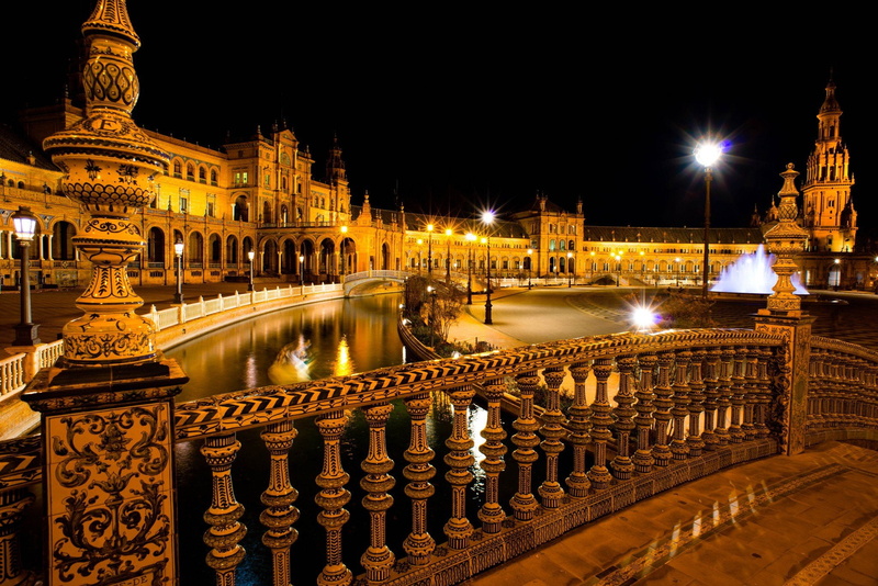night, Sevilla, 1080P, Spain, city