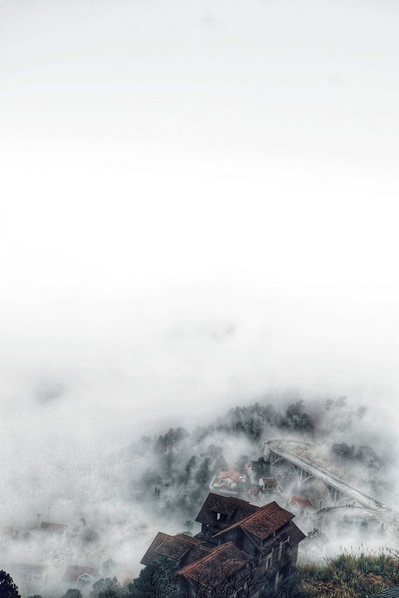 vietnam, geology, haze, house, fog, copy space, tranquility, beauty in nature, land, tranquil scene, landscape, 4K, power in nature, non-urban scene, mountain