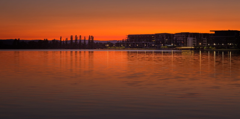 water, dawn, reflection, landscape, cityscape, kingston act, nature, building exterior, urban skyline, kingston, no people, orange color, skyscraper, building