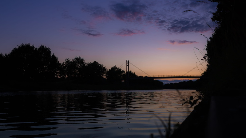 bridge, water, tree, tranquility, sunset, channel, tranquil scene, no people, enschede, netherlands, reflection, cloud - sky, waterfront, lake, landscape