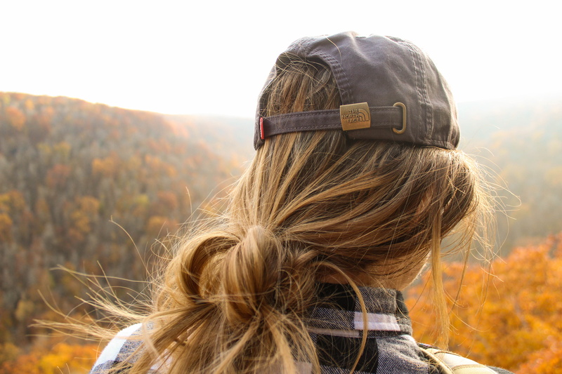 hairstyle, sunlight, real people, red, leaves, headshot, fall, leisure activity, brown hair, golden hour, long hair, adult, one person, lifestyles, women