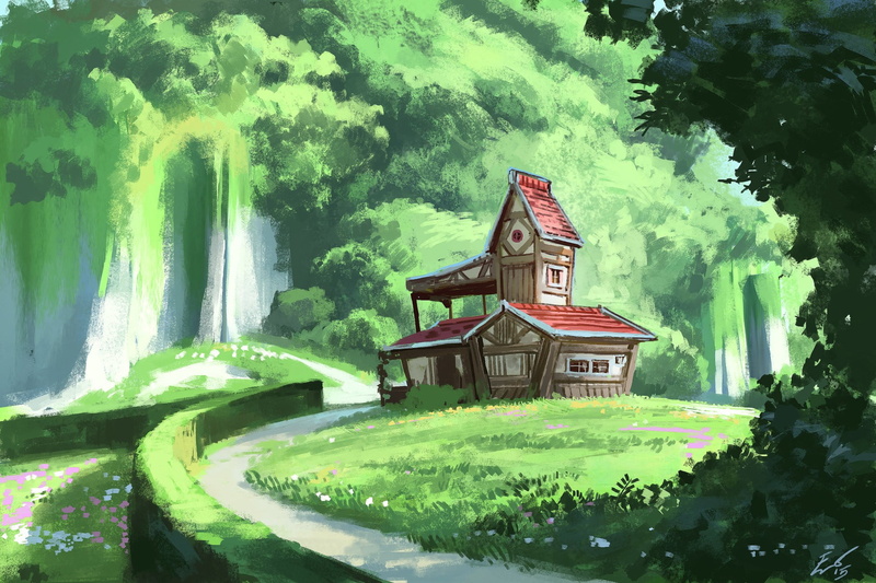 concept art, building, water, place of worship, green color, foliage, tree, red, nature, no people, built structure, belief, outdoors, wooden, trees, green