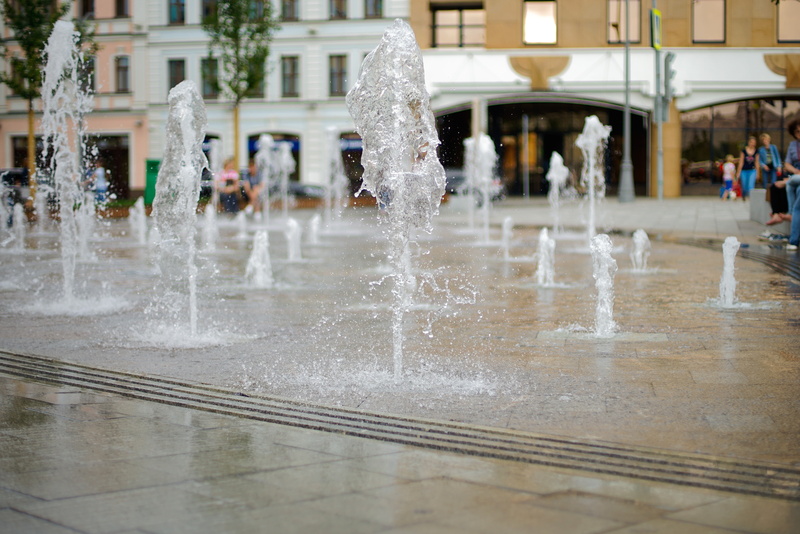 5K, water drops, fountain