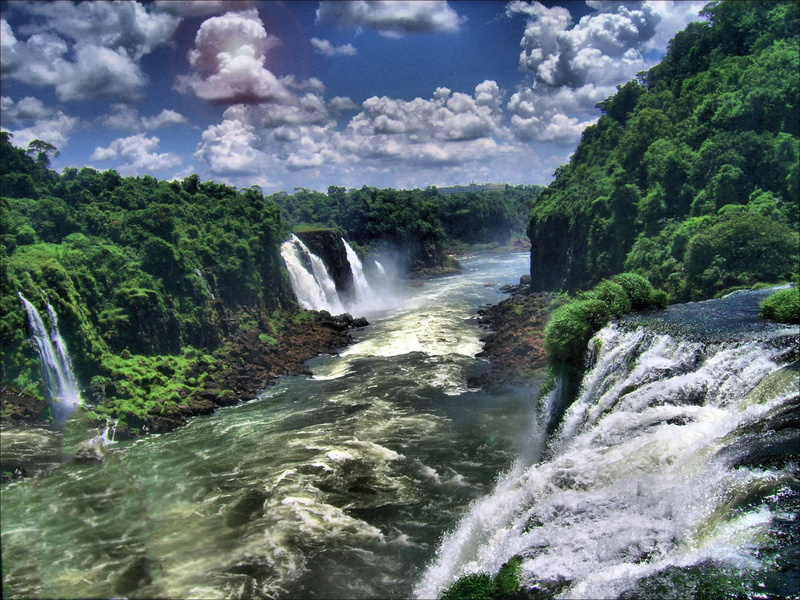 Cloud, Waterfalls, Waterfall, Sky, Brazil, Pantanal, Iguazu Falls, 1080P