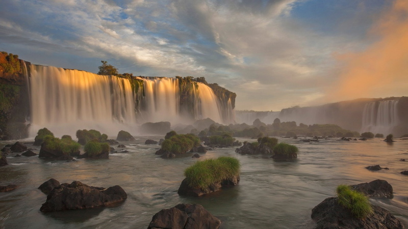 Waterfall, Rock, Iguazu Falls, Waterfalls, Fog, Earth, 1080P