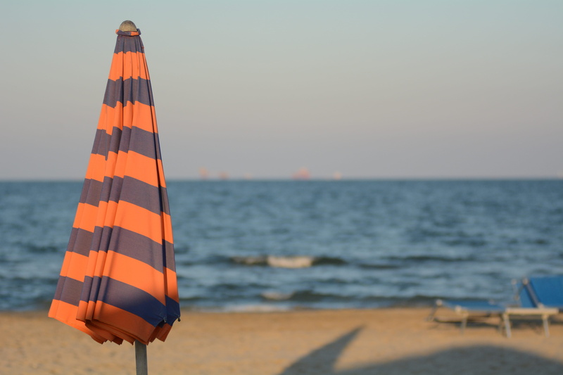 striped, sunset, nature, sea, sky, day, orange color, land, italy, security, safety, marina di ravenna, horizon over water, 5K, water, red, horizon, no people