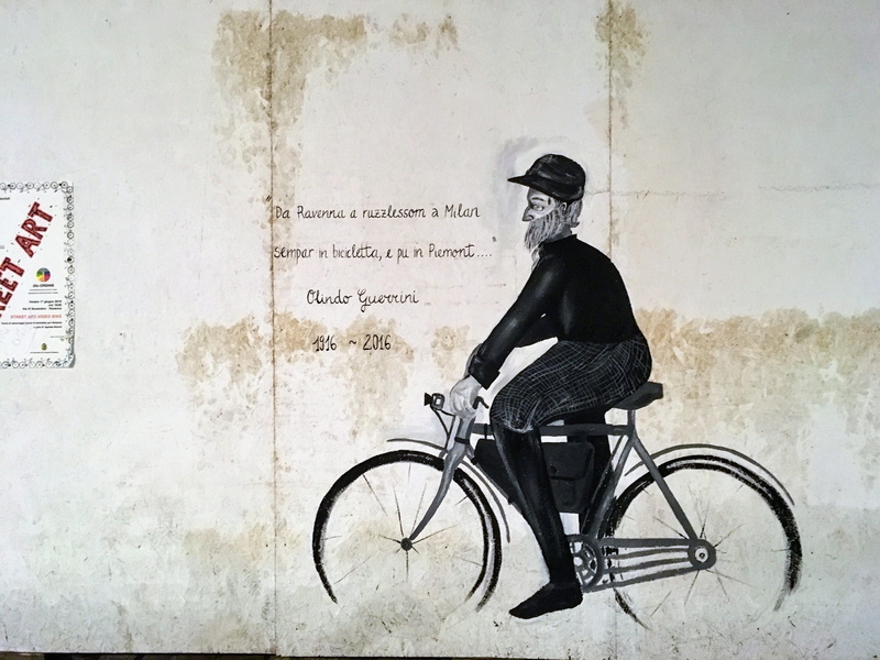 transportation, riding, full length, architecture, one person, text, Wall Painting, adult, Italy, outdoors, bicycle, real people, side view, building exterior