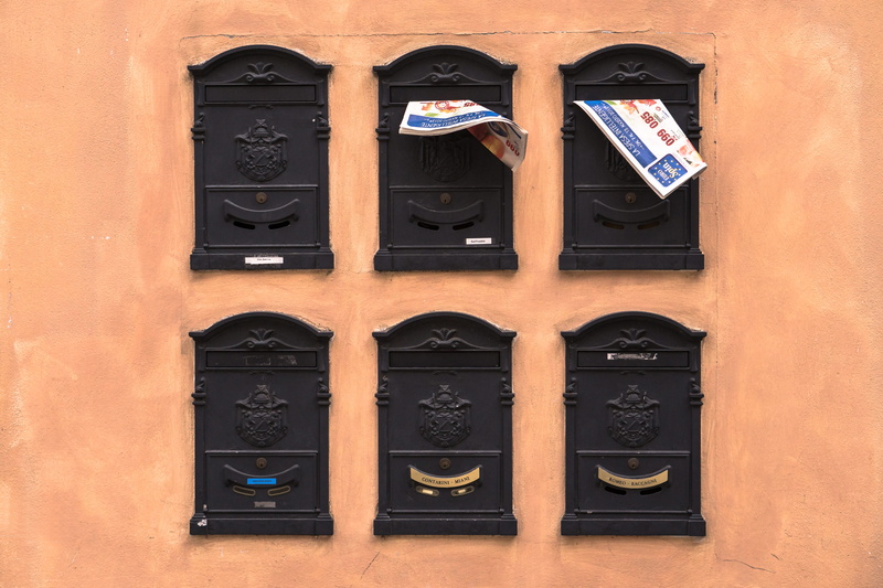 post, leaflet, box, black color, orange, communication, door, italy, outdoors, six, window, black, letter, paper, postbox, 5K, wooden, ravenna, building