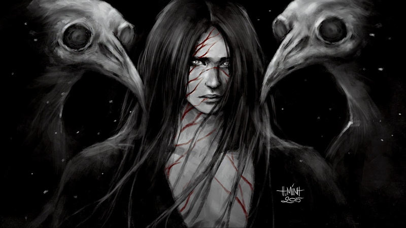 man, artwork, fantasy, 1080P, evil, hair, long, art, sketch, 1946x1095, fantasy art