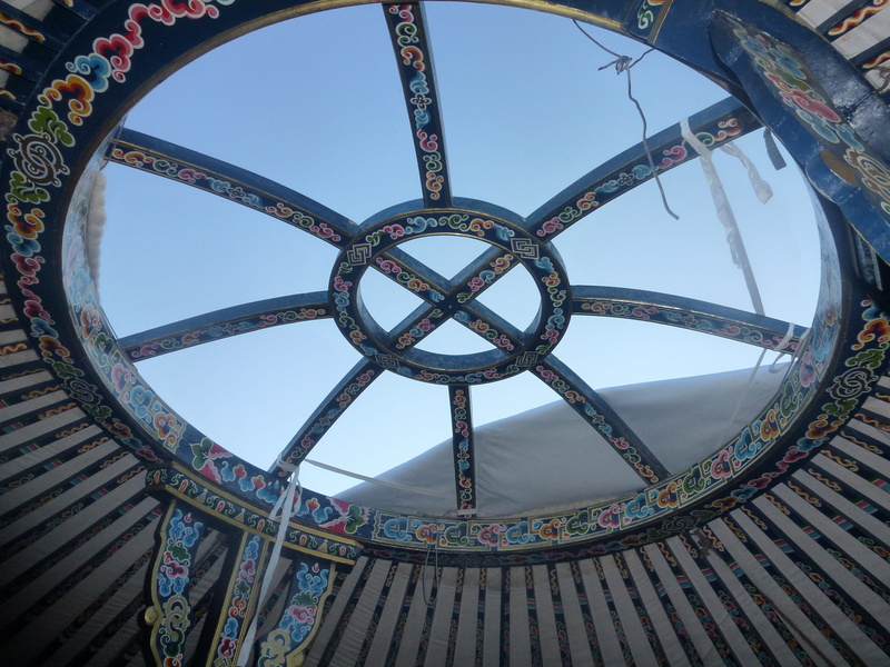 4K, sky, Painting, built structure, design, place of worship, shape, building exterior, geometric shape, low angle view, Yurt, no people, directly below