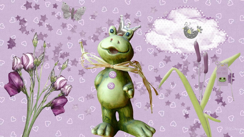 frog, stars, purp, love, firefox persona, flowers, cat tails, butterfly, cloud, 1080P, lilac, bird, lavender