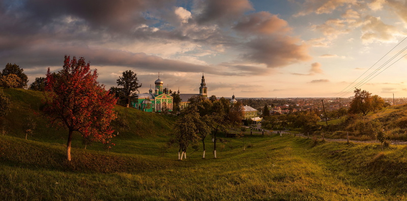 Transcarpathia, the sky, 4K, trees, road, Ukraine, clouds, Nicholas monastery
